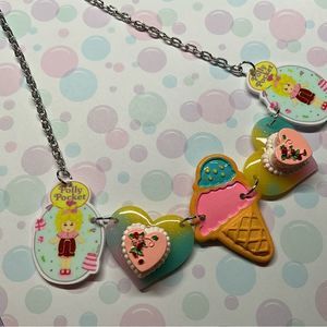 Polly Pockets Kawaii necklace Statement Ice-cream cake 90s nostalgia pastel